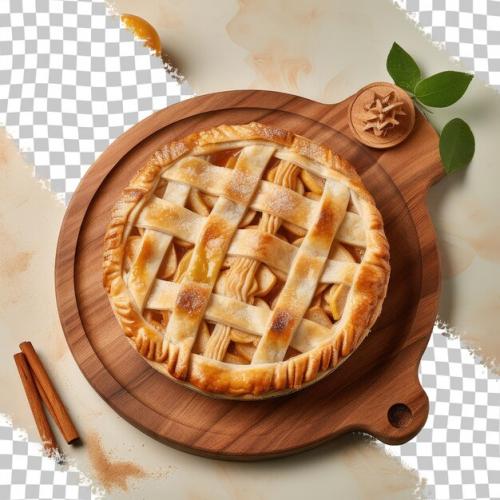 Apple Pie With Lemon Mandarin And Cinnamon On Wood