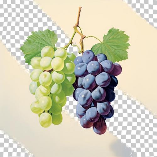 Two Sets Of Grapes Different Colors On Transparent Background