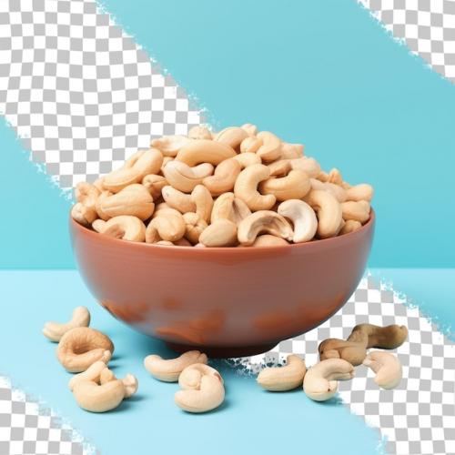 Unsalted Cashews On Transparent Background For Diet Or Snack With Copy Space And On Sale