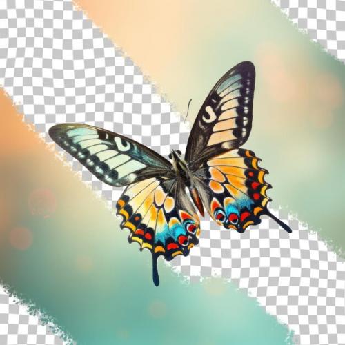 A Stunning Butterfly Flies Alone Against A Transparent Background Fivebar Swordtail