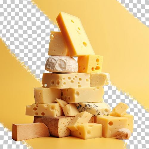 Various Types Of Cheese On Transparent Background
