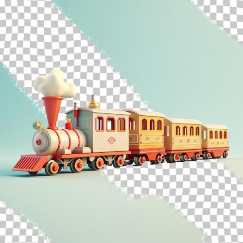 A Toy Train And Carriages On Transparent Background