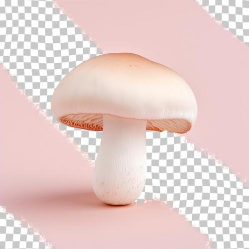 A Transparent Background Isolates Fresh Mushrooms
