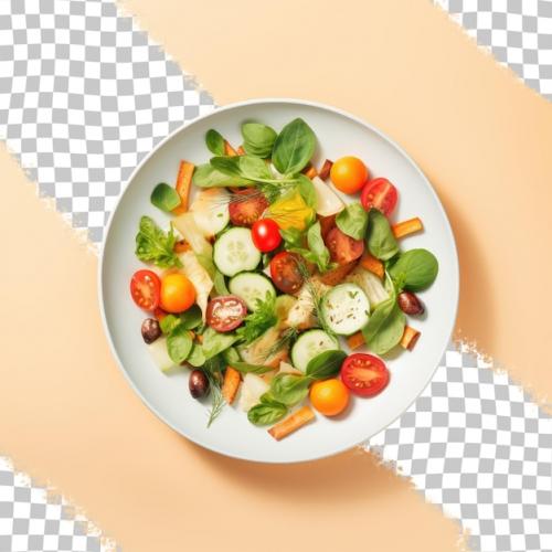 Vegetarian Salad On Transparent Background With White Plate