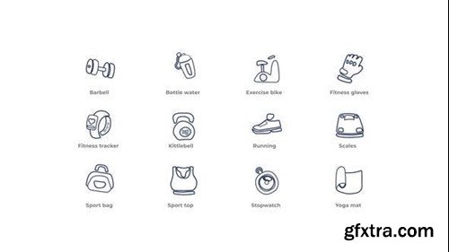 Videohive Fitness - Outline Icons 49817908