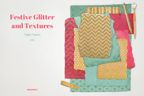 Deeezy - Festive Glitter and Textures Digital Papers
