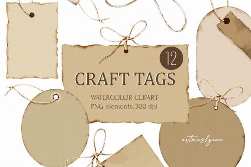 Watercolor craft tags, decoration gift cards