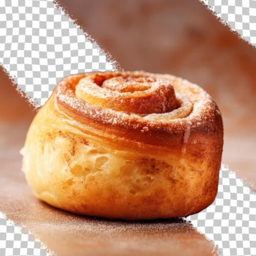 Closeup Photo Of A Cinnamon Roll On Transparent Background And Brown Paper