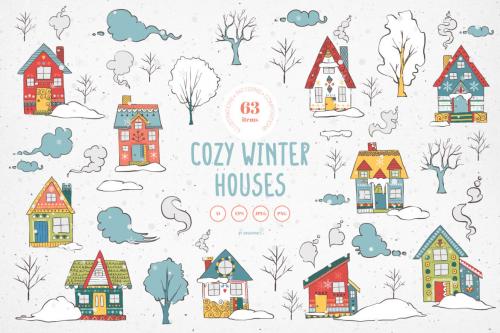 Deeezy - Cozy Winter Houses Vector Illustrations