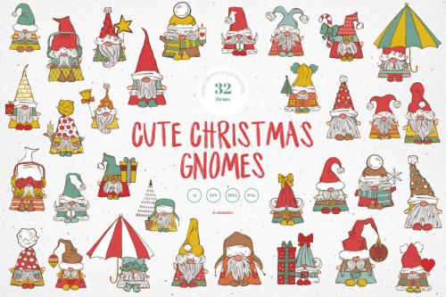Deeezy - Cute Christmas Gnomes Vector Illustrations