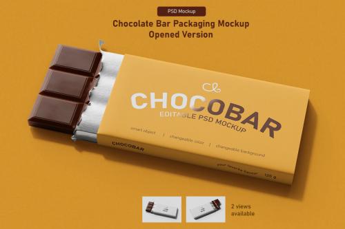 Deeezy - Chocolate Candy Bar Packaging (120g) Mockup - Opened