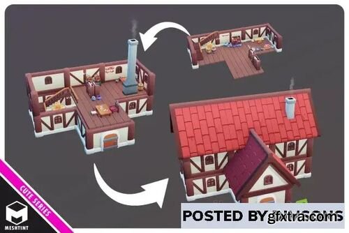 Modular Medieval Houses and Props Pack Cute Series v1.0