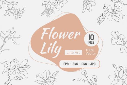 Deeezy - Abstract Flower Lily one line art drawing singulart aesthetic minimalist vector