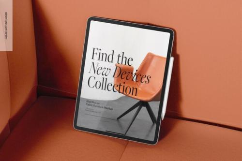 Ipad Pro On Fabric Furniture Mockup, Perspective