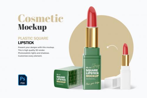 Deeezy - Plastic Square Lipstick - Cosmetic PSD Mockup