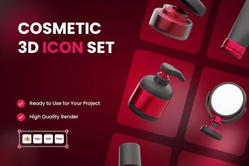 Cosmetic Product 3D Icon Set