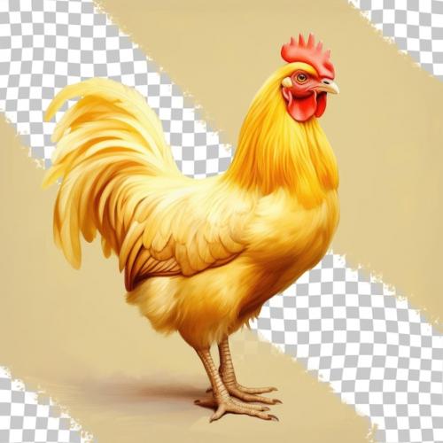 A Lone Black Isolated Yellow Chicken Transparent Background