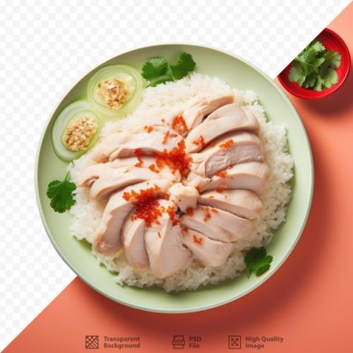 Asian Style Steamed Chicken And Rice Dish Known As Hainanese Chicken Rice
