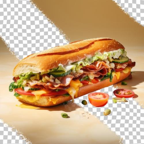 Bacon Cheese And Veggie Filled Sub On Transparent Background