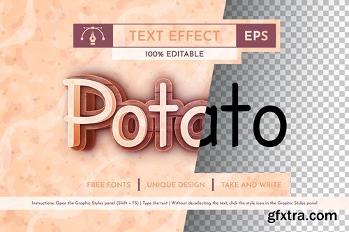 Potato - Editable Text Effect, Font Style UPA34Y8
