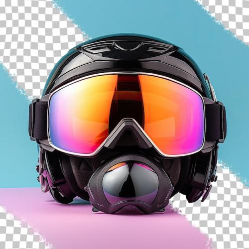 Black Helmet And Goggles For Skiing And Snowboarding On A Transparent Background