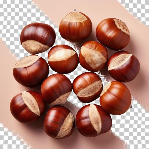 Close Up Of Chestnut Nuts In Black Groups Transparent Background