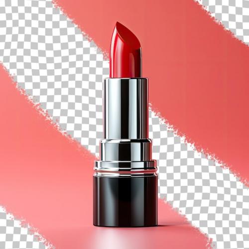 Compact Black Tube Of Vibrant Red Lipstick For Alluring Lip Enhancement Transparent Background