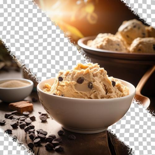 Cookie Dough And Coffee On A Transparent Background With A Spoon