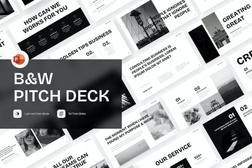 Pitch Deck Black & White PowerPoint Template