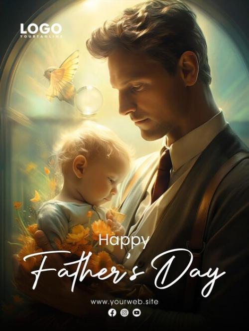 Happy Father039s Day Social Media Post Poster Design With Father And Son Background