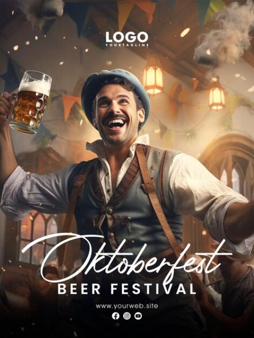 Oktoberfest Beer Festival Social Media Post Poster Design