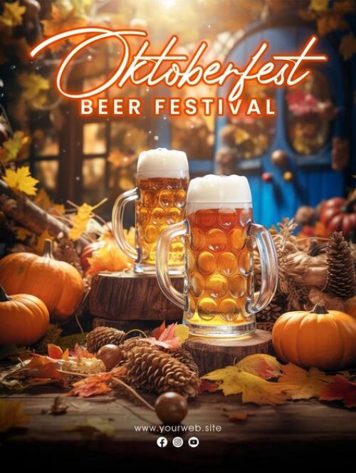 Oktoberfest Beer Festival Social Media Post Poster Design