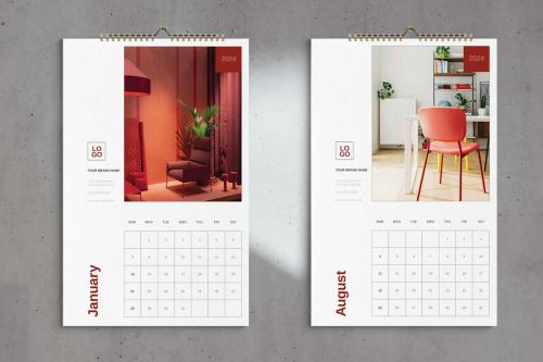 Interior Design Studio Wall Calendar 2024 Template