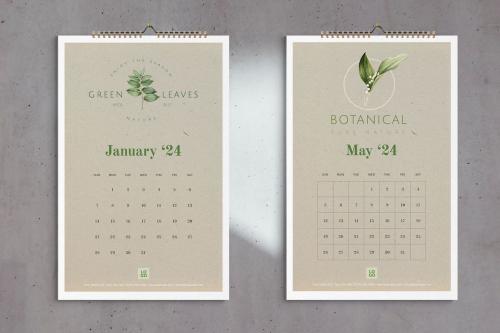 Organic Plants Wall Calendar 2024 Template