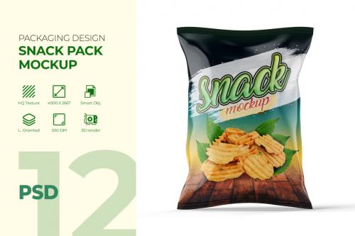 Deeezy - Snack or Potato Chips Packaging Bag Mockup