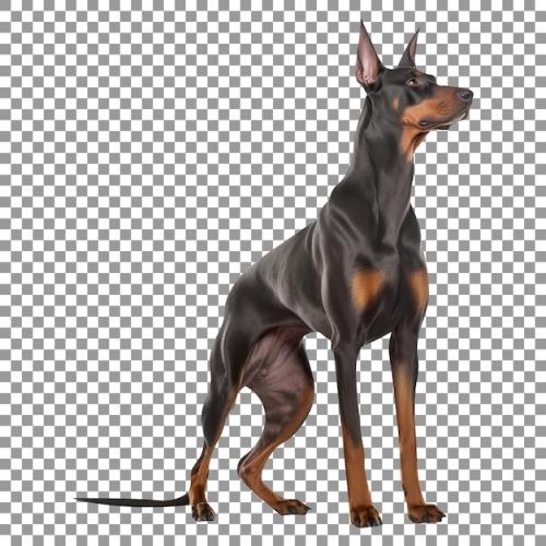 Cute Little Doberman Dog Breed Isolated On A Transparent Background