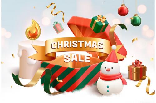 3D White Christmas Sale Promotion