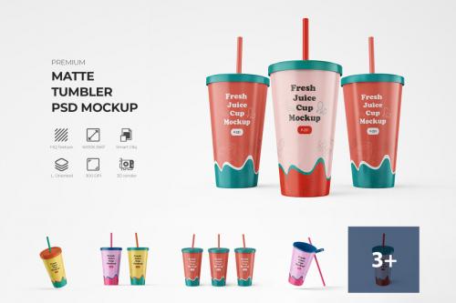 Deeezy - Matte Plastic Tumbler Cup Mockup for Juice or Cold Coffee