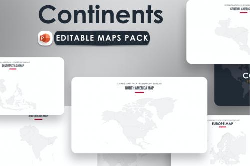 World Continents Map PowerPoint Infographic