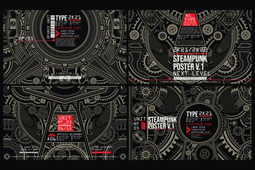 Deeezy - 8 Mecha or Steampunk Poster Backgrounds
