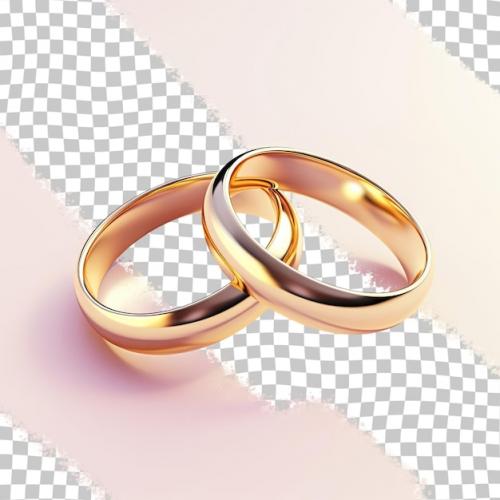 Pair Of Gold Rings Against A Transparent Background