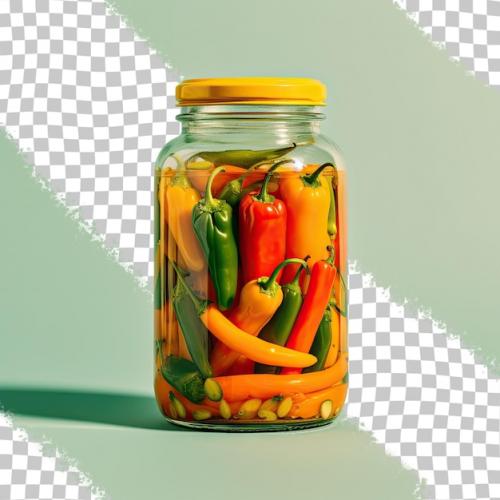 Isolated Jar Of Pickled Peppers On A Bar
