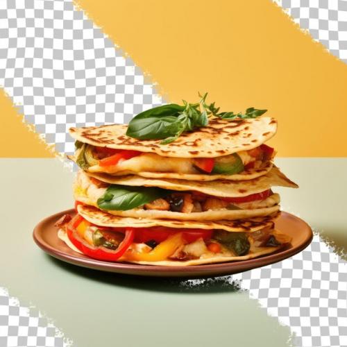 Place Tortilla On Transparent Background With Pepper And Basil