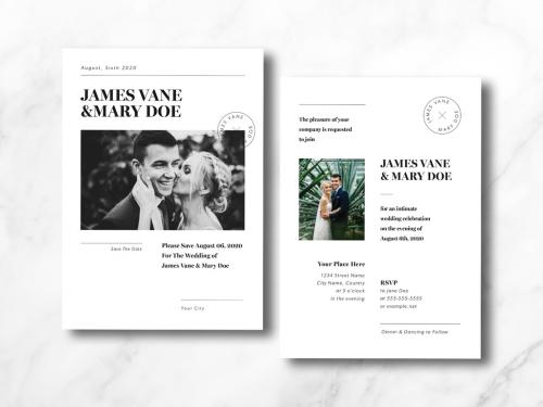 Adobe Stock - Black and White Wedding Invitation Layout - 331744100
