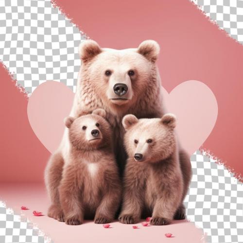 Family Members Who Love Bears Are Separated From The Surrounding Scenery