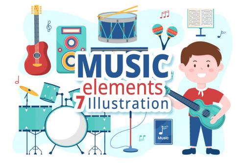 Deeezy - 7 Music Elements Vector Illustration