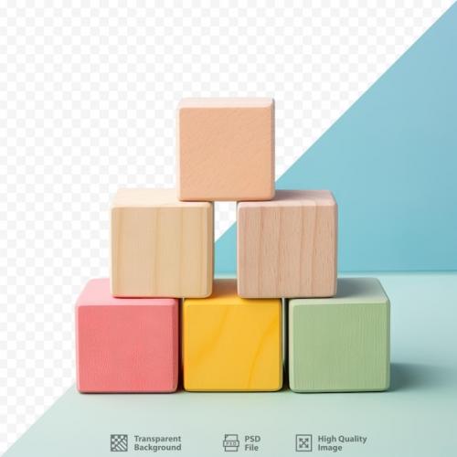 Isolated Transparent Background With Colored Wooden Cubes