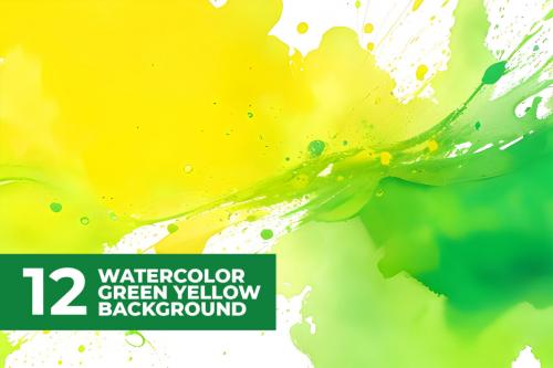 Deeezy - 12 Watercolor Green Yellow Stock Images