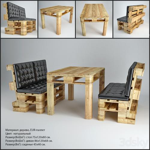 Table and sofa from pallets