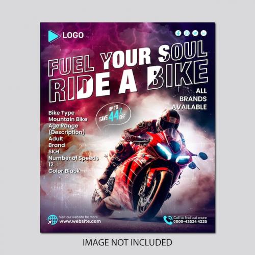 Motorcycle Creative Instagram Post And Social Media Banner Design Or Square Flyer Template